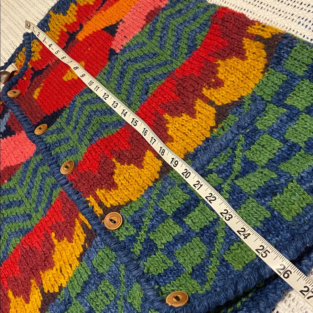 Vintage Express Tricot Cardigan Women One Size Handknit Wool Aztec Incan OS - Picture 10 of 11